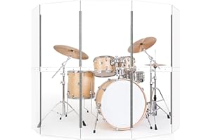 YSBLHCT Drum Shield | Portable 5-Panel 2ft x5ft Acrylic Sound Barrier| Full-Length Stainless Steel Hinges | Drum Cage for Home, Church, Practice & Performances.(5 Panels)