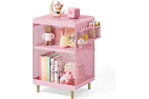 SYKIARIOL Kids Nightstand,Kids Bedside Table,Teen Girls Night Stand,Toddler Night Stand,End Table for Girls Room Storage,Pink nightstand
