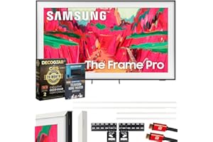 Samsung 75" The Frame Pro LS03FW 4K Neo QLED TV (2025) Bundle with Modern White Bezel, CPS 26 Month Protection, Slim Flat Mount, 2X HDMI Cables & Deco Gear Complete Home Theater Beginner's Guidebook