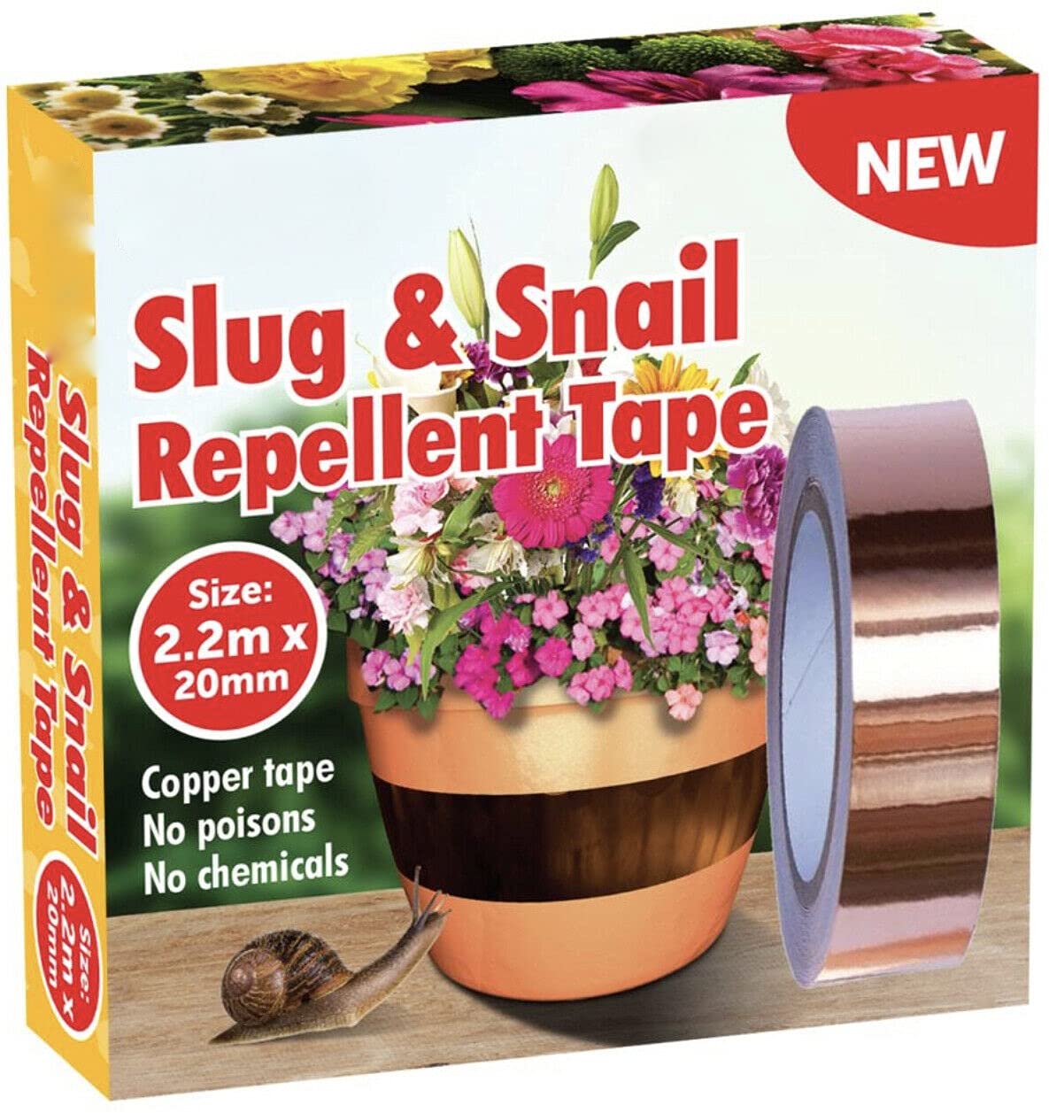 ADEPTNA Pack of 3 Copper Tape Slug and Snail Repellent Tape Self Adhesive– No Poisons – No Chemicals – Each Roll Size 2.2m X 20mm