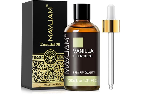 MAYJAM Vanilla Essential Oil 1.01FL.OZ, Vanilla Oil Essential Oils for Diffusers Soap Candle Making Home Office Use