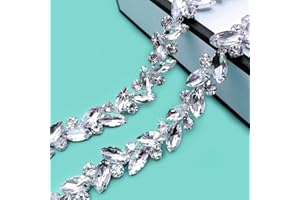 Yhsheen 1.5 Yard Yard Bling Rhinestone Trim Crystal Rhinestone Chain Sparkly Rhinestone Applique for DIY Decoration & Bridal Costume Embellishment