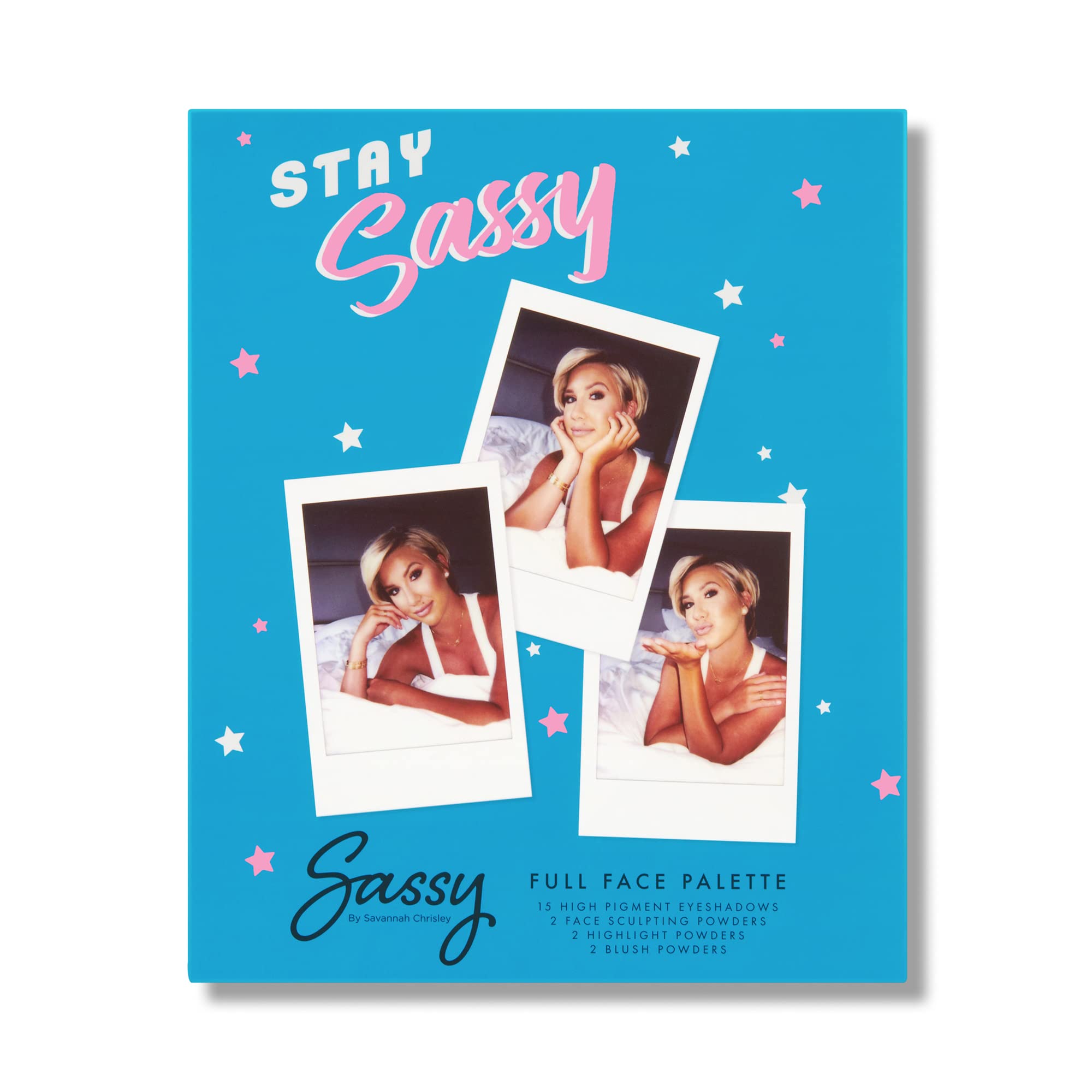 Sassy by Savannah Chrisley Stay Sassy Full Face Palette - Eyeshadows and Sculpting, Highlight, and Blush Powders - Essential Makeup Products - Creates Professional Cosmetic Looks - 1 pc