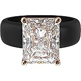 Rinfit Silicone Ring with Stone - Emerald Cut Cubic Zirconia Solitaire Engagement Ring for Women - Rubber Wedding Bands - Patented Design