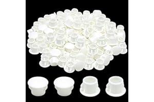 EASYEAH 5/16"(8mm) Plastic Hole Plugs, Flush Type Panel Snap in Locking Door Screw Shelf Hole Plug, Round Drilling Hole Cover Cabinet Furniture Cupboard Shelves Pipe Insert End Caps, 50PCS White