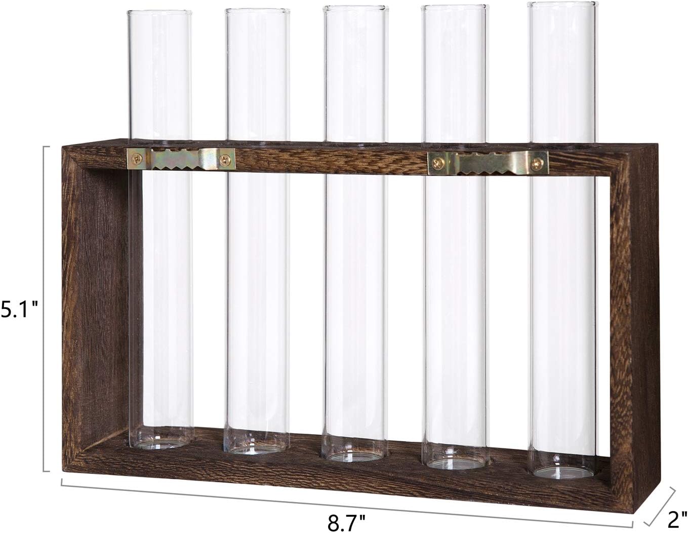 Mkono Wall Hanging Glass Planter Propagation Station Modern Flower Bud Vase in Wood Stand Rack Tabletop Terrarium for Hydroponics Plants, Home Office Decoration with 5 Test Tube, Medium, Brown: Garden & Outdoor