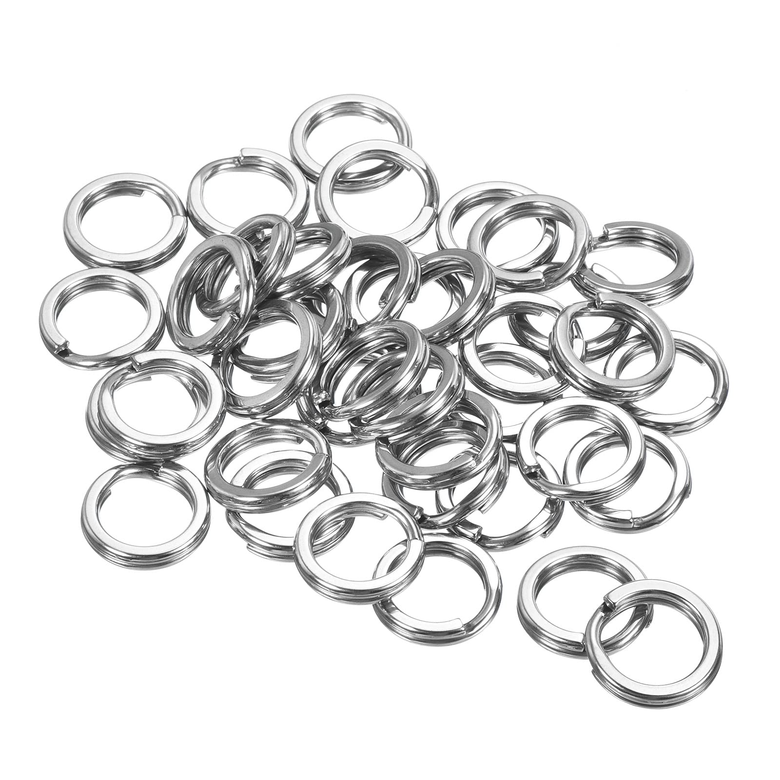 PATIKIL 1.8mm x 14mm Fishing Split Rings, 100 Pack 304 Stainless Steel Double Flat Ring Lure Connector for Saltwater Freshwater