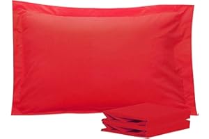 NTBAY Queen Pillow Shams, Set of 2, 100% Brushed Microfiber, Soft and Cozy, Wrinkle, Fade, Stain Resistant (Red, Queen)