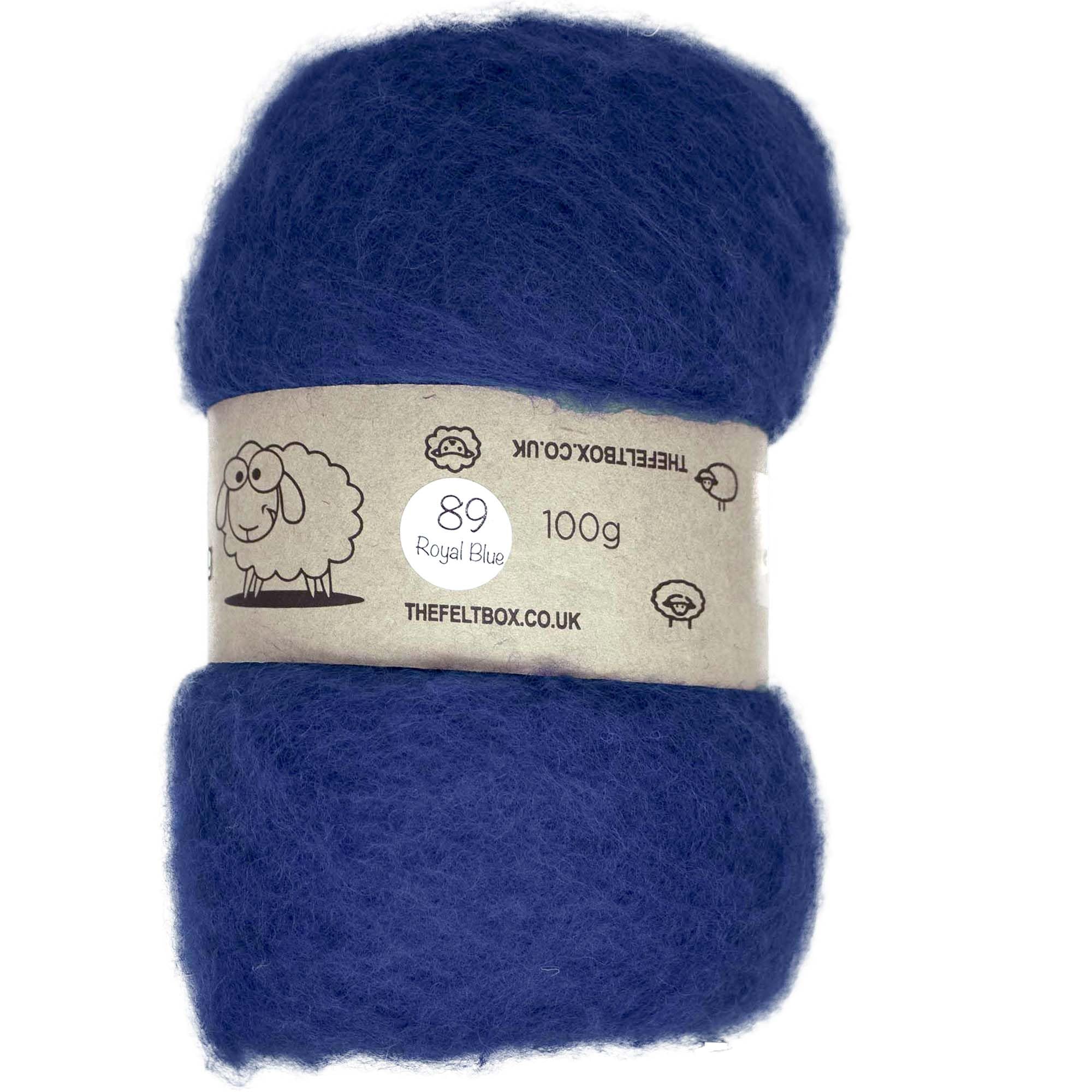 Carded Felting Batt – Royal Blue #89 – 100g (3.5oz) for Needle & Wet Felting – The Felt Box