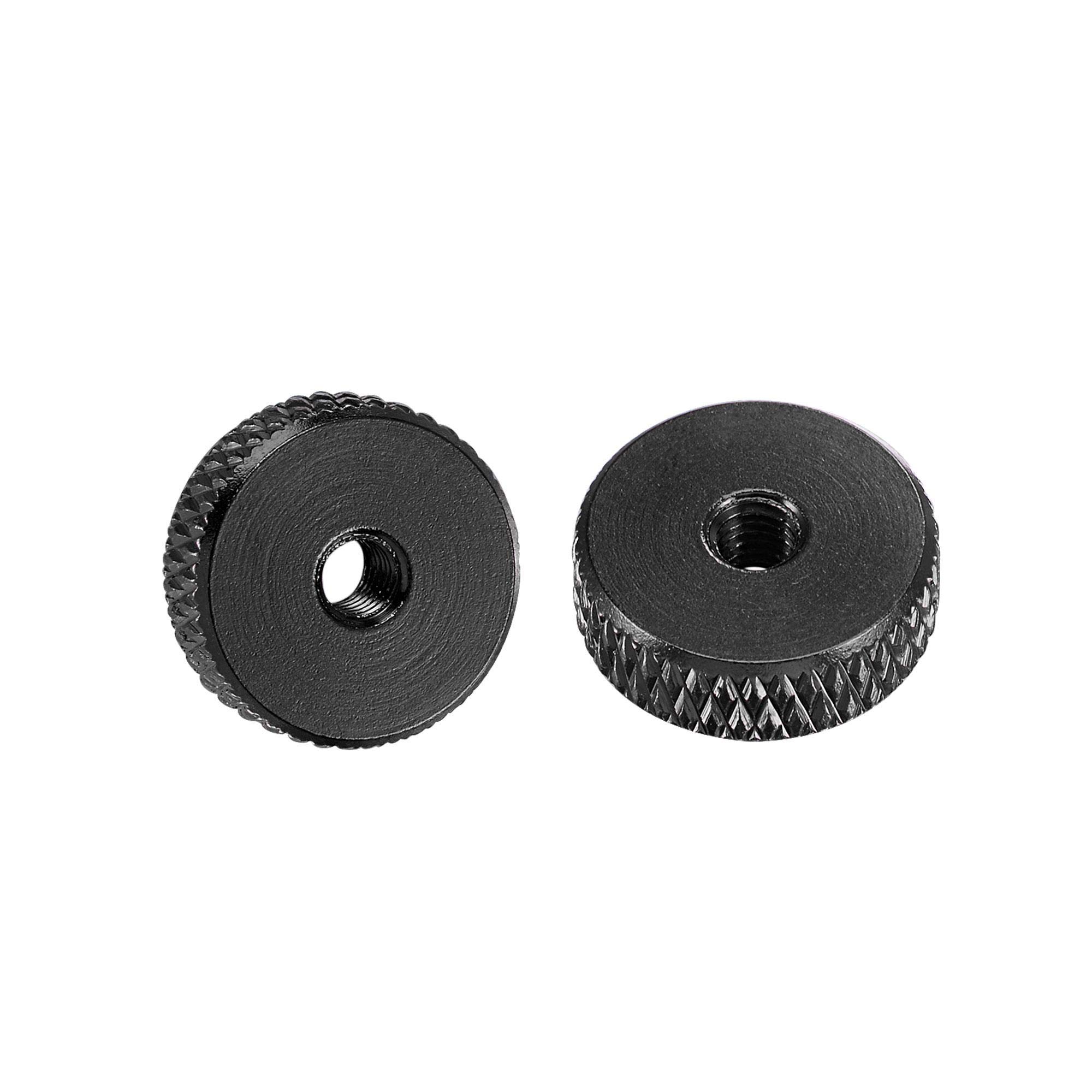 sourcing map Flat Knurled Nut - M3 x 12mm x 4mm Thumb Nuts Lock Adjusting Nuts Aluminum Alloy Black 10Pcs