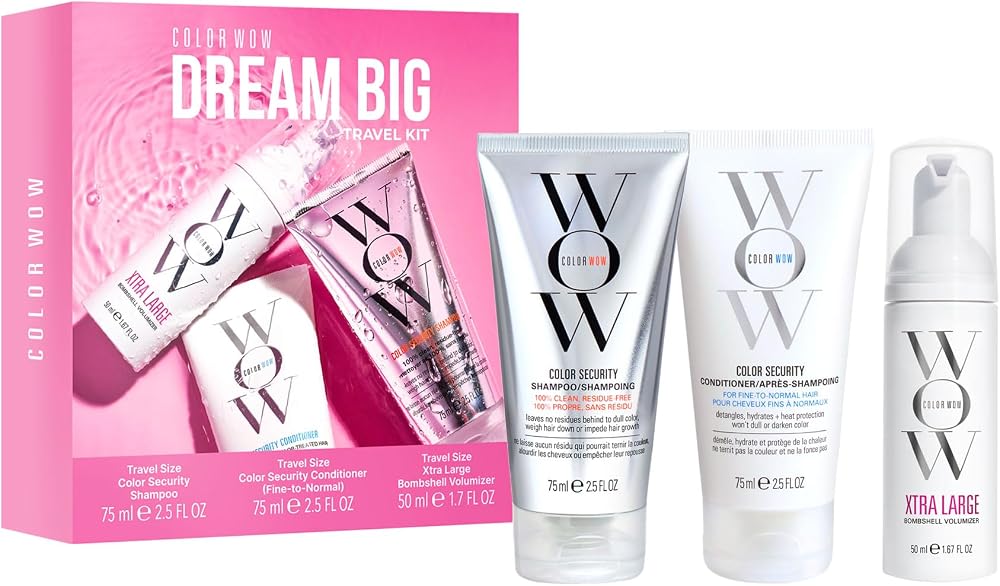 COLOR WOW Dream Big Travel Kit Volumising for Fine Hair – Shampoo Conditioner