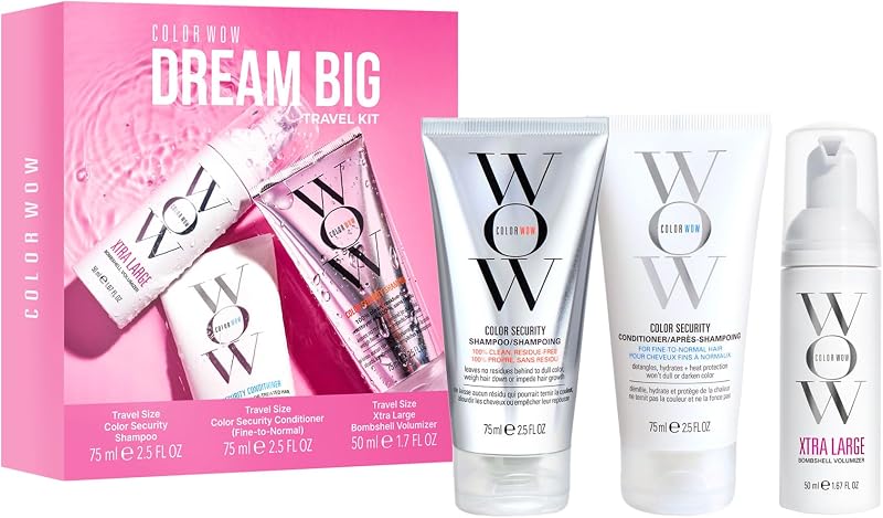 COLOR WOW Dream Big Travel Kit Volumising for Fine Hair – Shampoo Conditioner