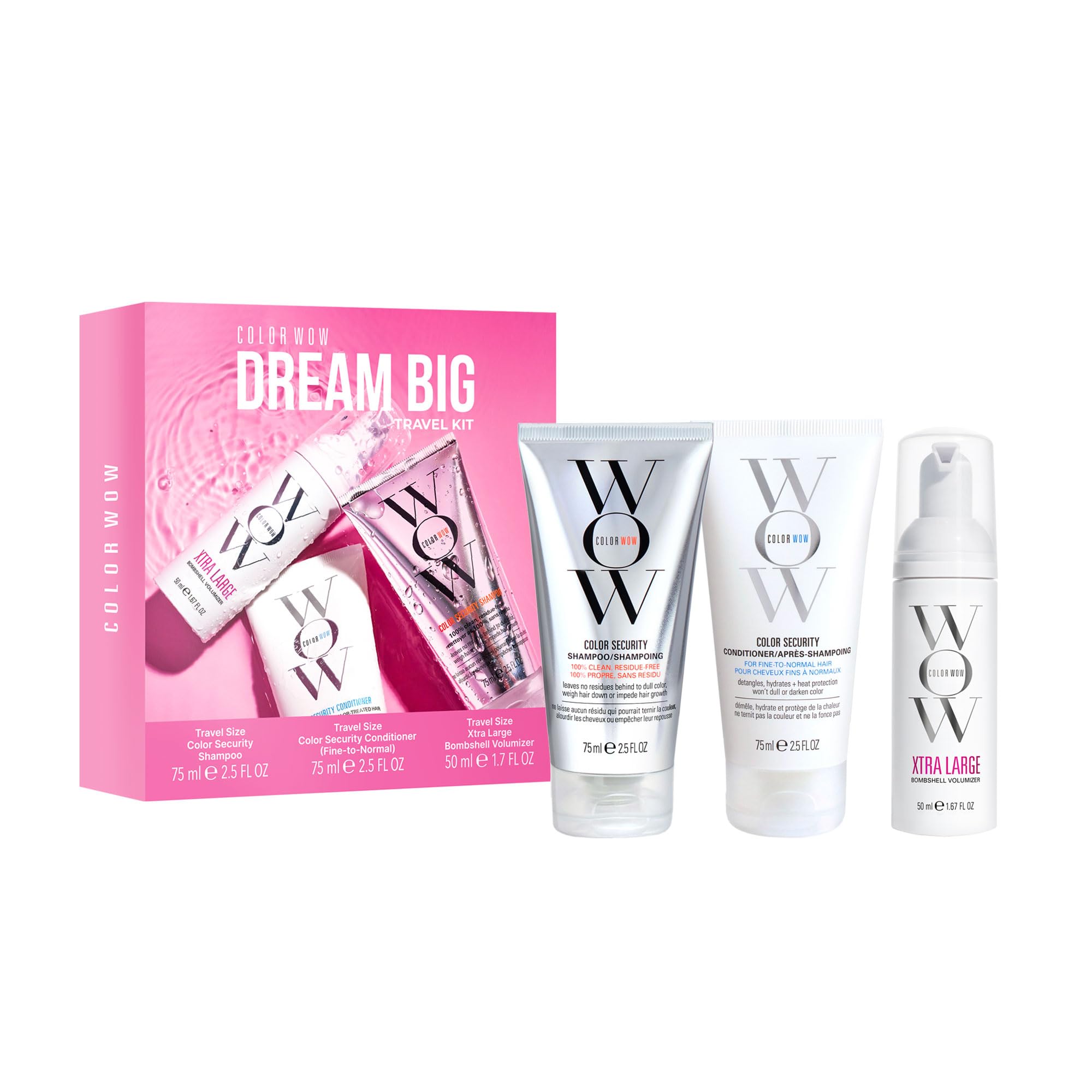 COLOR WOW Dream Big Travel Kit – Volumising Essentials for Fine, Flat Hair | Includes Mini Shampoo, Conditioner + Xtra Large Foam | Instant Volume + Lift, Weightless Feel, Bombshell Results — image 1