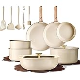 CAROTE 22PCS Pots and Pans set Non Stick, Ceramic Cookware Set, RV Kitchen Cooking Set Removable Handles, Oven Safe, Induction Coolware, Non-toxic Kitchen Cooking Set, PFAS and PFOA Free