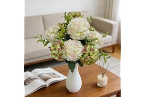 1 Bundle Artificial Hydrangea Flowers, Simulated Hydrangea Flowers, Suitable for Parties and Home Decoration(White)