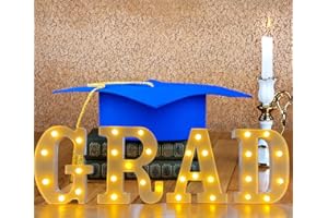 JUICYRAUL 4 LED Marquee Letter Lights Grad Sign，Grad Light up Letter Numbers for Graduation Party Decorations, 2025 Graduation Decorations Party Supplies