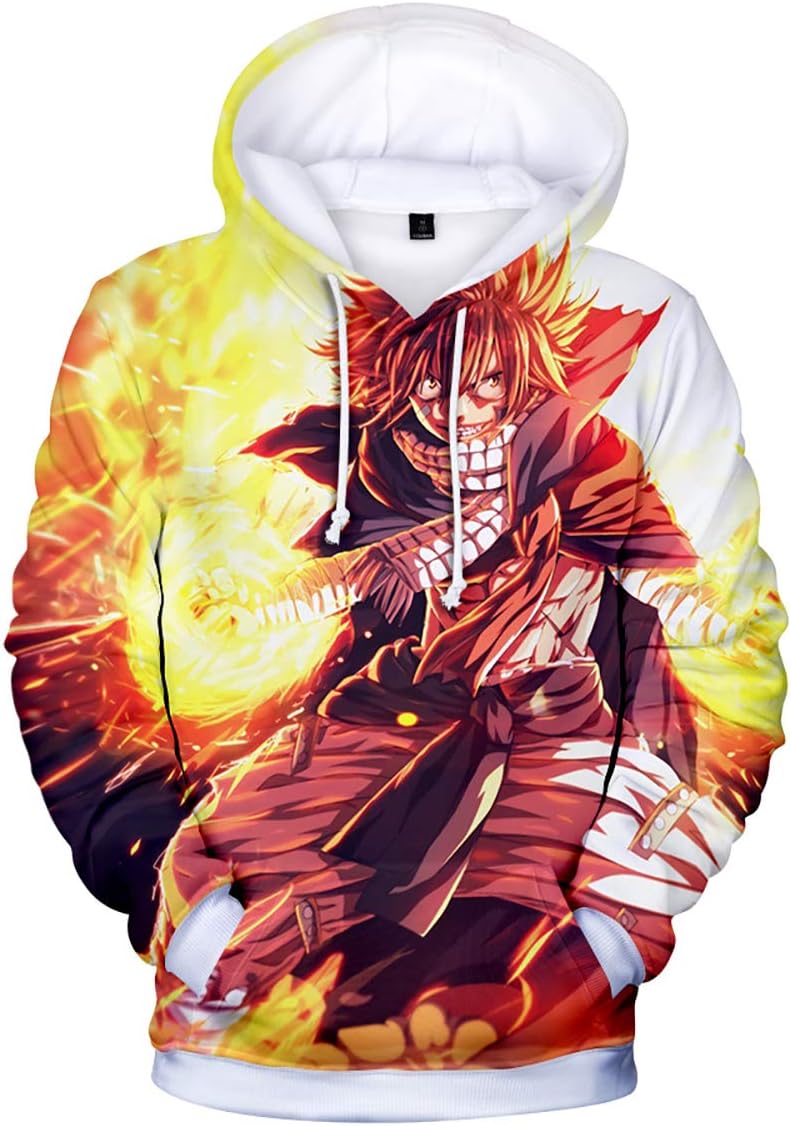 HEY XQ Men's Hoodies,3D Print for Anime Fairy Tail Element Graphic Comfortable Breathable Fashion Hoodies,Long Sleeve Polyester Couple Outdoor Durable T-Shirt M-4XL