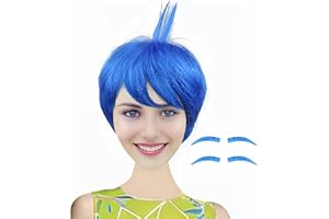 AKZKQKER Joy Wig Short Blue Costume Cosplay Wigs for Halloween
