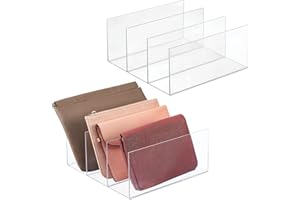 mDesign Plastic Purse/Handbag Organizer - Closet Divided Storage for Bags, Clutches, Wallets, Wristlets - Space-Saving Bedroom and Cabinet Organization - Lumiere Collection - 2 Pack - Clear