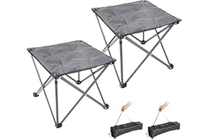 FUNDANGO 2 Pack Camping Stool Foot Rest, Folding Camping Stool Padded Camping Chair Foot Stool Oversized Foldable Footrest for Gardening Fishing Hiking Backpacking Travel with Carry Bag (Grey)