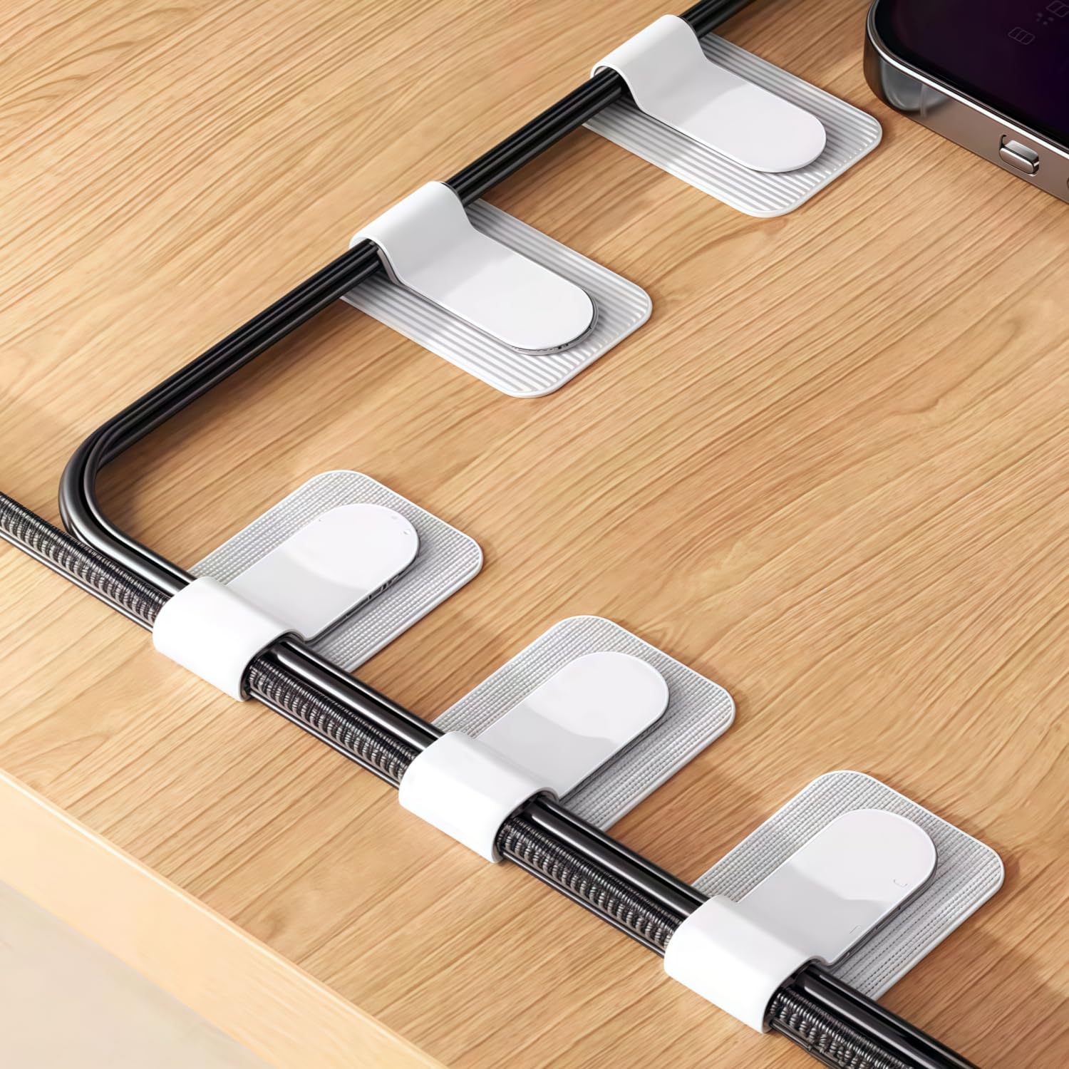 Photo 1 of 100 Pcs Hook and Loop Cable Straps,Self Adhesive Hook and Loop Cable Ties,Adjustable Cord Organizers for Desk,Reusable Wire Organizers for Cords,Cord Organizer (White)