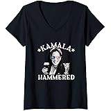 Womens Kamala Hammered 4th Of July Drinking Vice President Harris V-Neck T-Shirt