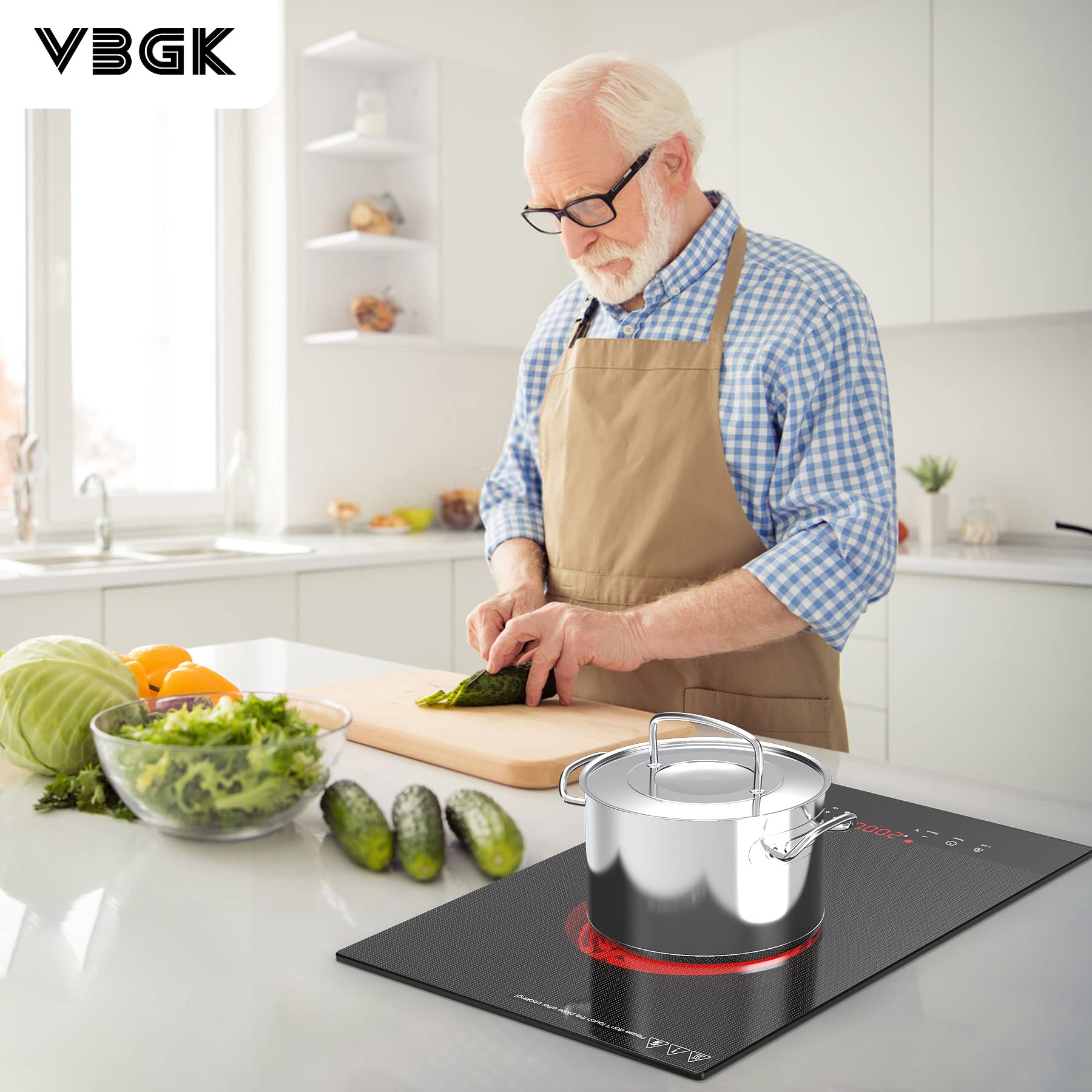 VBGK Electric Cooktop,110V Electric Stove Top,Single Burner Electric Cooktop LED Touch Control,9 Power Levels, Kids Lock &Timer,Overheat Protection,2000W Portable Burner