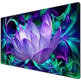 Gaming Mouse Pad,Extended Mouse Pad,Large Computer Keyboard Mouse Mat Desk Pad with Non-Slip Base Rubber Mousepad for Work Game Office Home,23.6x13.8x0.18inch,Purple Lotus Flower
