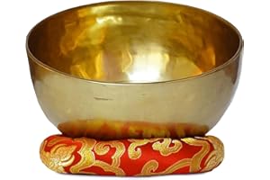 Sanskar Nepal - Tibetan Singing Bowl, Handcrafted Singing Bowl for Meditation, Prayer & Holistic Healing, Yoga Accessories, 6” Sound Bowl with Wooden Striker, Artisanal Pouch & Cushion