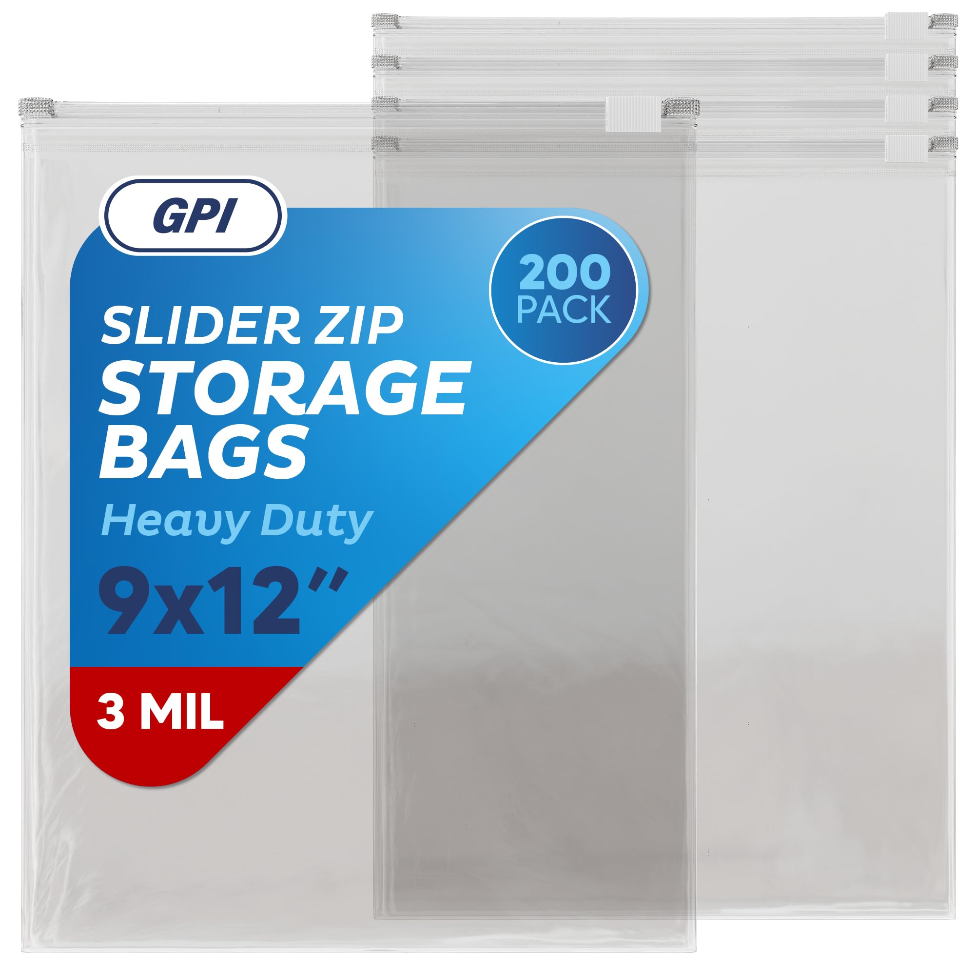 GPI - Slider Zip Food Storage Bags, 9" x 12" 3 Mil