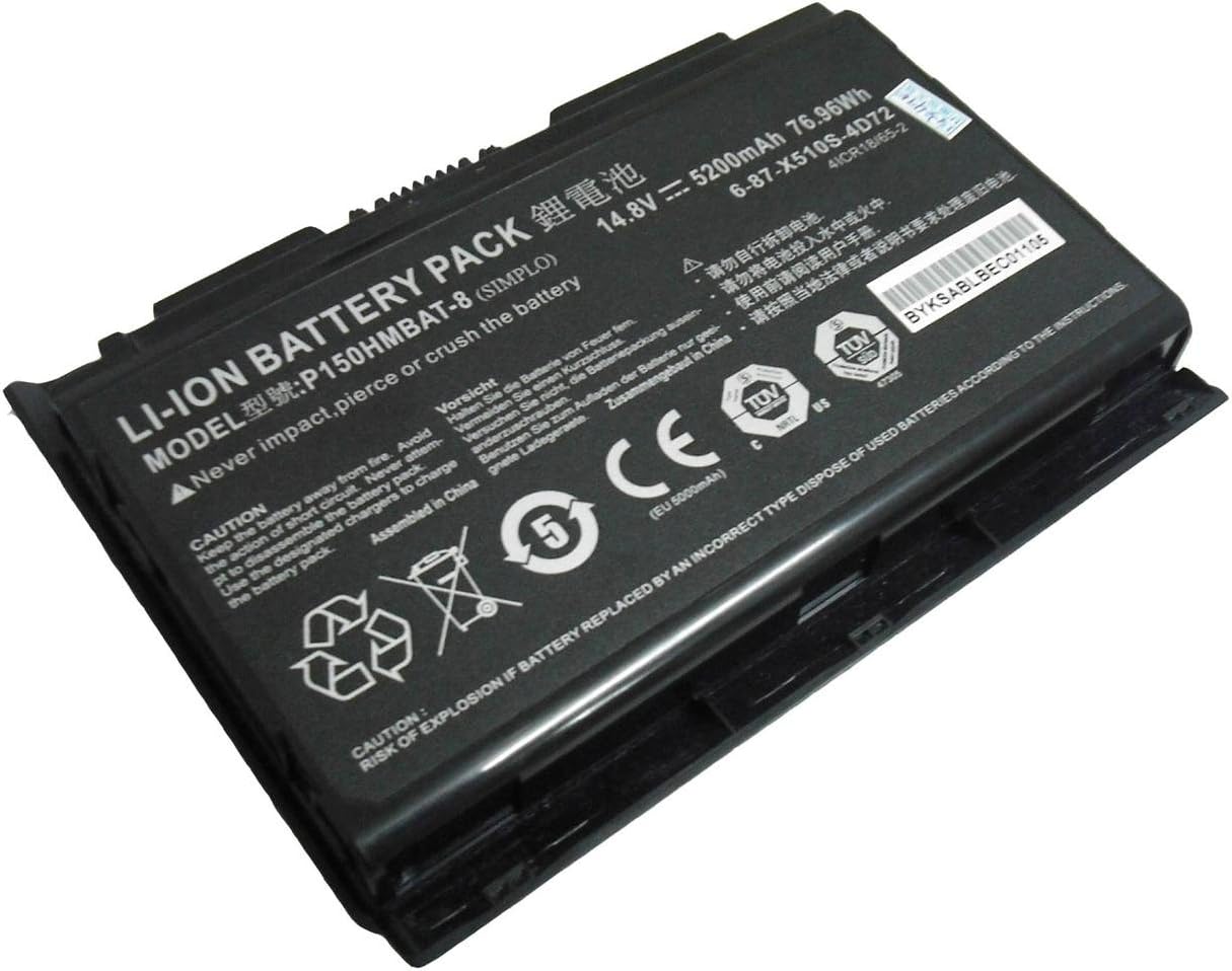 Generic 14.8V 5200mAh Lapotp Battery For Sager NP8150 NP8130 Clevo P150HM P151HM P150HMBAT-8 Color Black