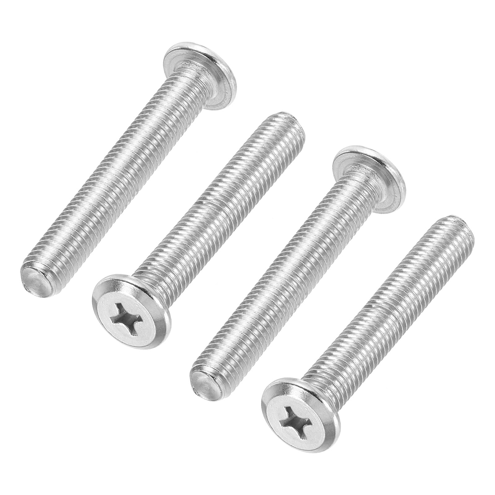 PATIKIL Flat Round Head Phillips Screws, 4 Pack M10-1.5 x 65mm Binding Screws 304 Stainless Steel 18-8 Full Thread, Phillips Drive Machine Screw Furniture Screw Connector Bolts