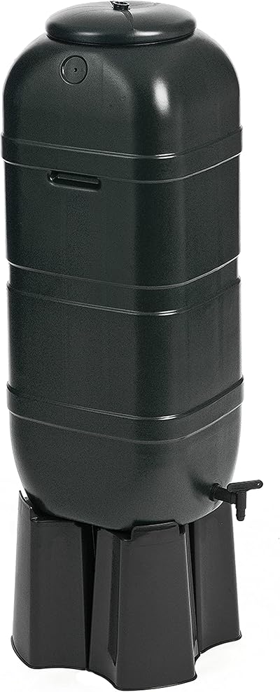 Strata 100L Water Butt Set with Stand Lid and Tap Black Slimline