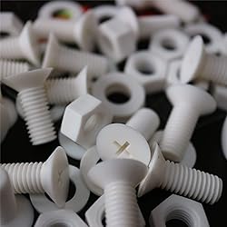 20 x White Countersunk Screws Polypropylene