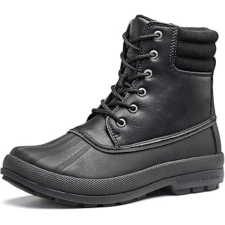 Men's Winter Snow Boot Warm Furry Plush Lined Boot Slip Resistant Insulated Duck Boots Waterproof Outdoor Hiking Boots Black