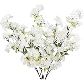 FAICOIA 3 Pcs Cherry Blossom Branches for Vase Long Stems Artificial Flowers Spring Summer Decor White Faux Silk Cherry Blossom Branches for Home Wedding Party Table Centerpieces