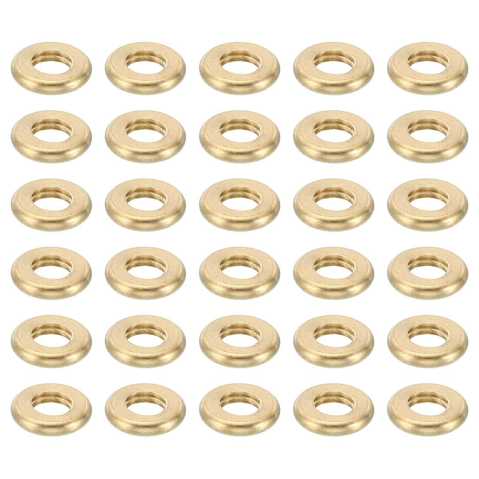 PATIKIL M5x0.8 Brass Round Locknut, 30 Pack Flat Wheel Ring Lock Nut Smooth Surface Decoration for Furniture and Light