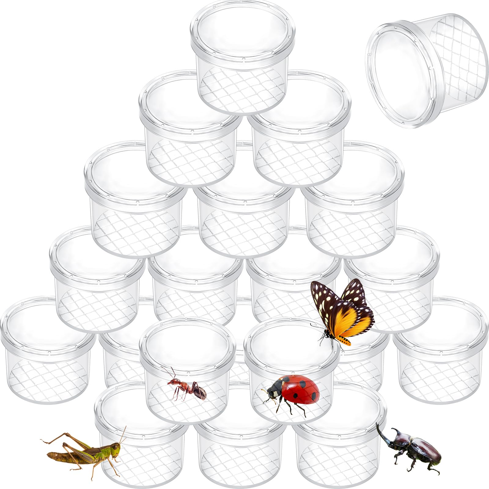Photo 1 of Sumind 20 Pcs Critter Keeper Bug Magnifier Insect Container with Lid - Bug Catcher Cage Science Nature Exploration Tools for Outdoor Adventure and School Field Trips