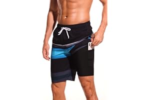difficort Mens Swim Trunks with Compression Liner Quick Dry Bathing Suits Shorts with Zipper Pockets