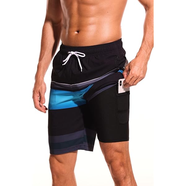 OMEWEE Herren Boardshorts Mit Kompressionsfutter – Schnell Trocknend, Verstellbar, Für Strand & Sport