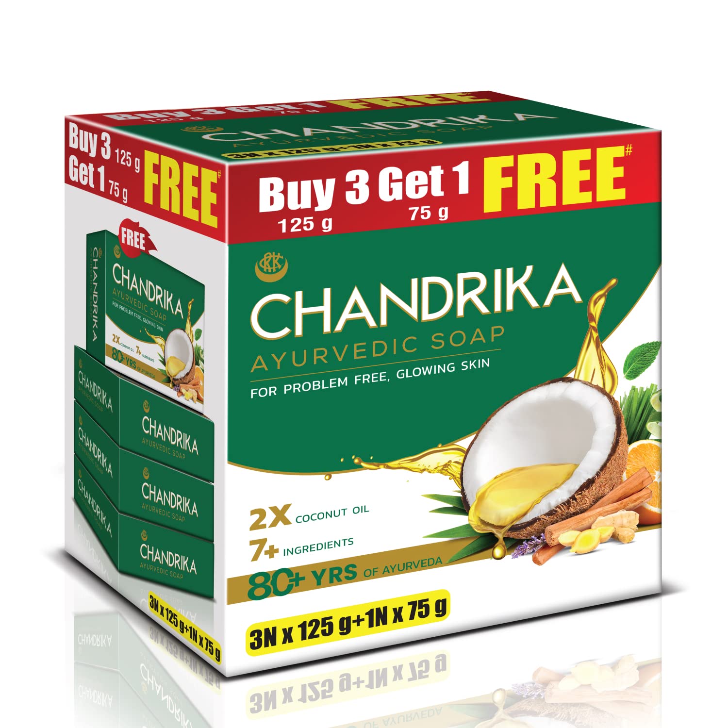 Chandrika Ayurveda Soap For Healthy Skin 75g (Pack of 4)