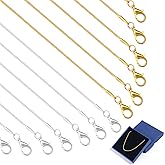 Topacket 24 Pack Necklace Chains Bulk,Gold and Silver Snake Necklace Chains for Jewelry Making 18 Inches