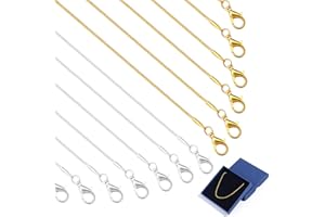 Topacket 24 Pack Necklace Chains Bulk,Gold and Silver Snake Necklace Chains for Jewelry Making 18 Inches