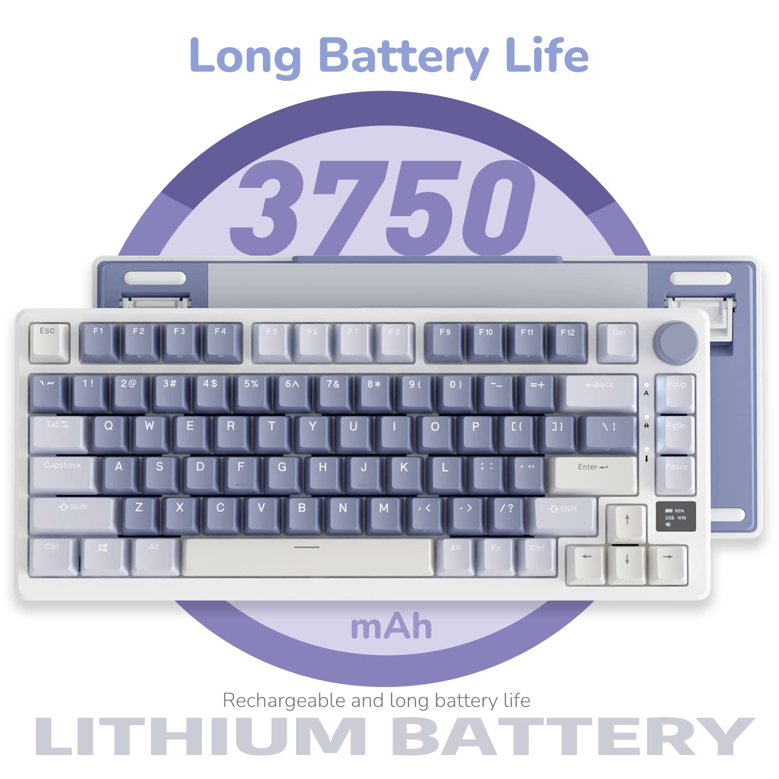 RK ROYAL KLUDGE M75 Mechanical Keyboard with OLED Smart Display and Volume Knob, 2.4G/USB-C/BT Gasket Mounted 75% Layout Wireless Gaming Keyboard with 81 Keys, RGB Backlit Hot-Swappable Brown Switch