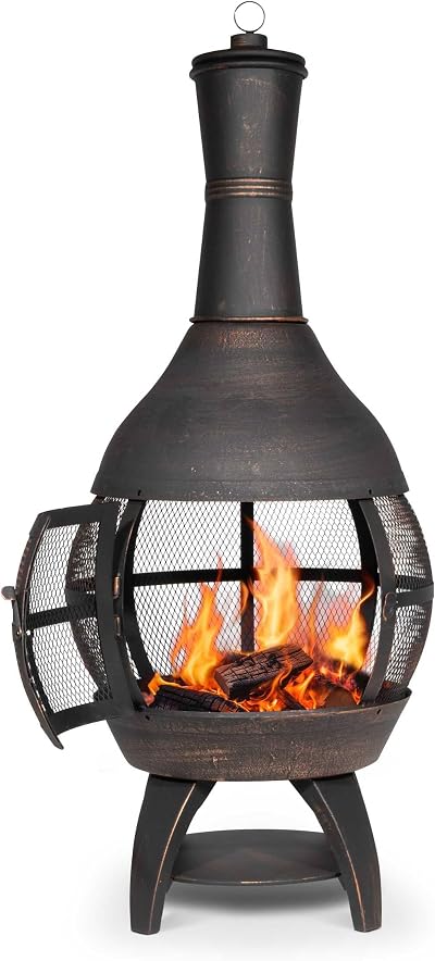 Dellonda Deluxe 360° Chiminea Outdoor Heater Antique Bronze DG112