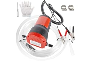 HighFree Oil Change Pump Extractor 12V 60W, Oil Diesel Fluid Pump Extractor Scavenge Suction Transfer Pump with Hose for Boat, Tubes, Truck, RV, ATV (Red)