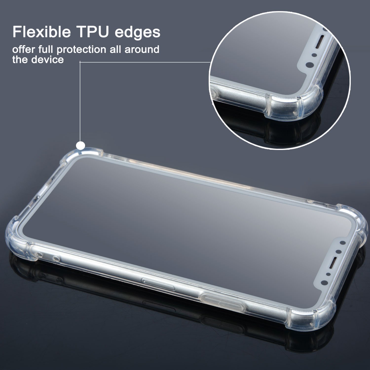 iPhone X case,Apple iPhone X Crystal Clear Cover Case,Slim Lightweight Protective Case,Shock & Drop Absorption & Scratch-Resistant 360 Protection,Back Plate Hard PC and Soft TPU Gel Bumper