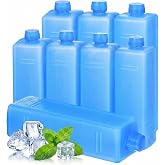 Ice Packs for Lunch Boxes Cooler 8Pcs Reusable Ice Blocks for Swamp Cooler and Portable Air Conditioner Fan, Freezer Packs Blue Freezer Blocks for Camping Picnic Cooler Bags Outdoor Use