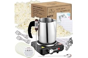 FAIRYELF Soy Wax Candle Making Kit Supplies With Wax Melter, Natural Candle Wax for Candle Making - DIY Candles Making Supplies, Including 3lbs Soy Wax Flakes, Melting Pot, Electric Stove, Candle Wick