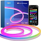 Lepro N1 AI Smart RGB Rope Lights for Christmas, Personalized AI Lighting Designer, LightBeats Music Sync, Color Segment DIY, Voice Control Via App, 32.8ft Wi-Fi & Bluetooth LED Strip Lights